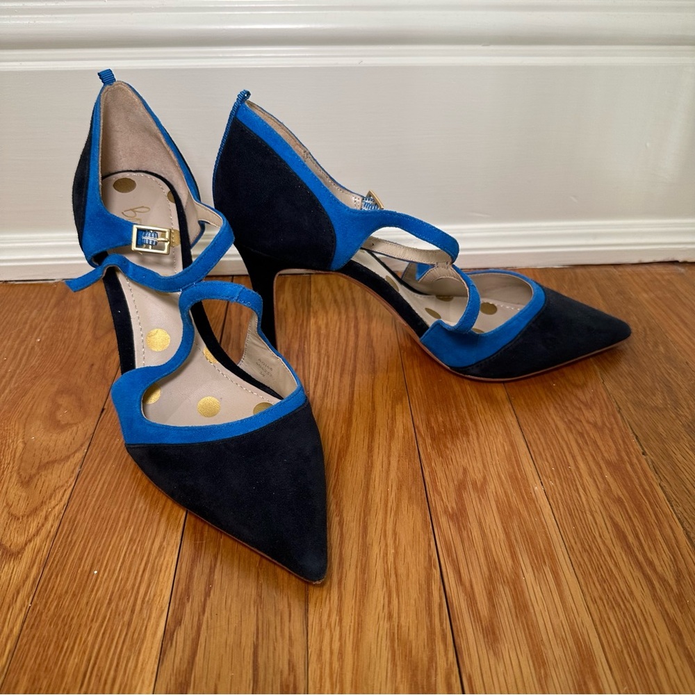 NWOB Boden Navy and Blue Suede Pumps with Strappy Detail — Size 39
